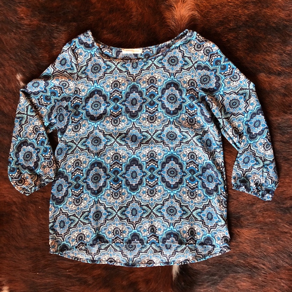 Blue patterned blouse